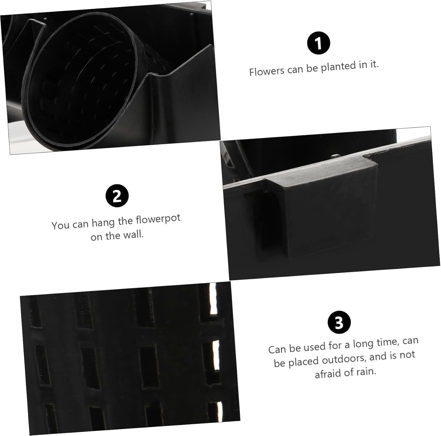 Vertical Wall Planter Set 3-Pocket Self-Watering Hanging Flower Pot for Indoor/Outdoor Use Sturdy Plastic Drainage for Easy Maintenance