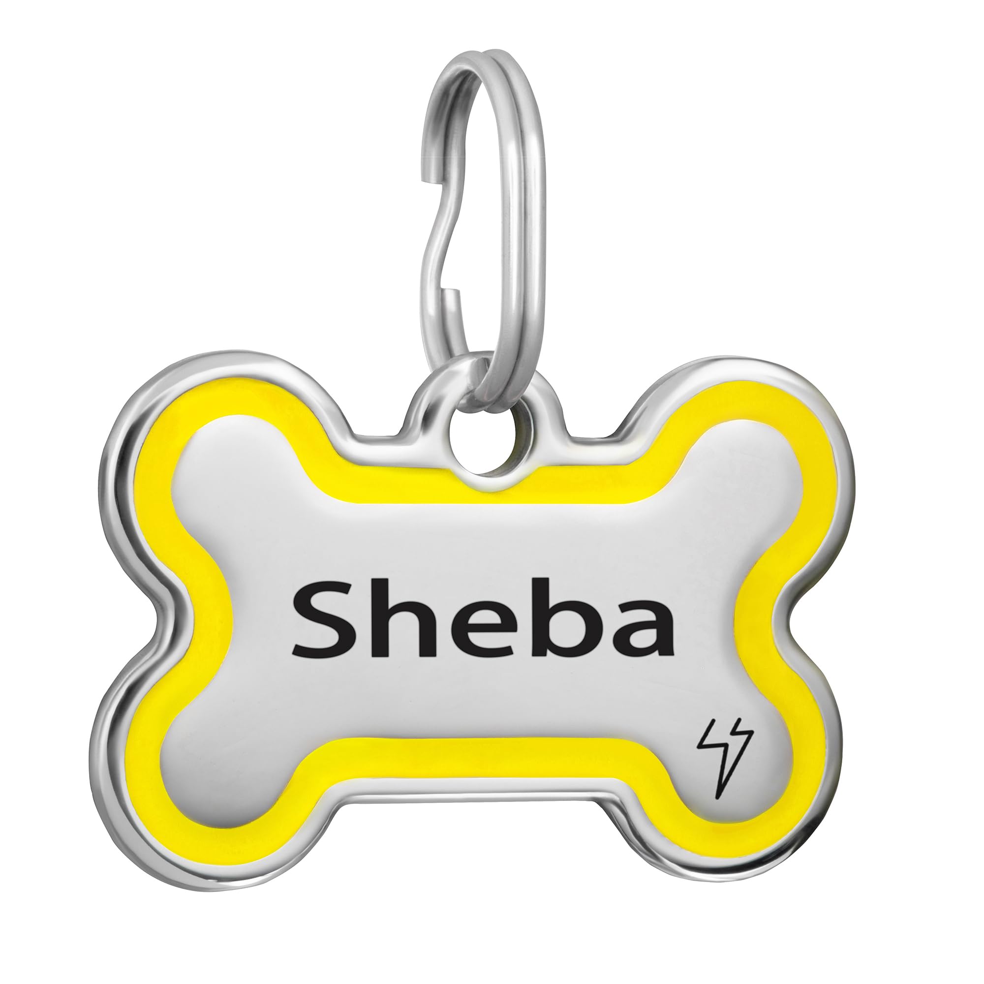 CoolDogs Stainless Steel Enamel Pet ID Tags for Dogs and Cats, Personalized Dog Tags,Cat Tags,Custom Engraved Dog Name Tag,Cat Name Tag with up to 5 Lines of Text on Both Sides (Yellow, Large)