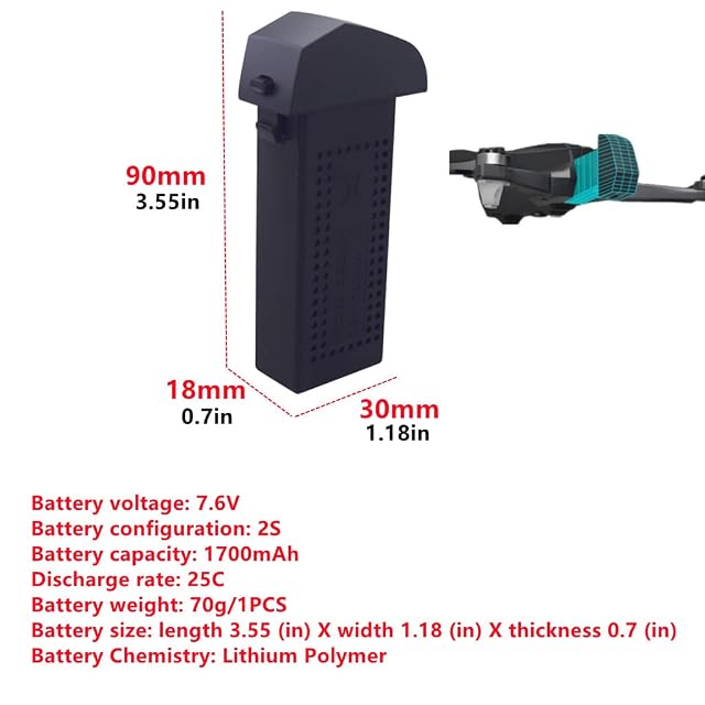Foto 2 de 6 de ZYGY 2PCS 7.6V 1700mAh batería de Litio para HS175D SYMA Z6 Z6pro fotografía aérea Plegable Quadcopter Drones…