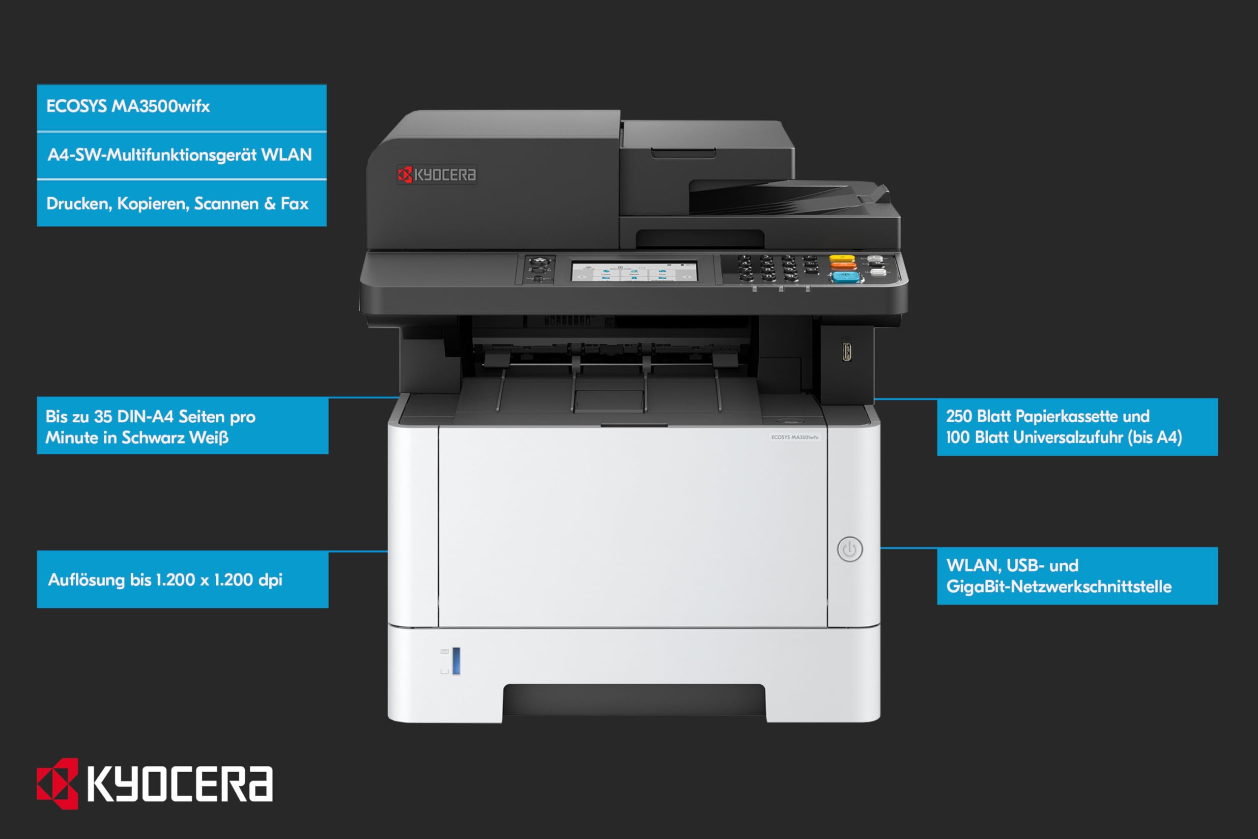 Kyocera Ecosys Ma3501wfx - Multifunktionsdrucker - S/w - Laser - A4 (210 X 297 Mm)