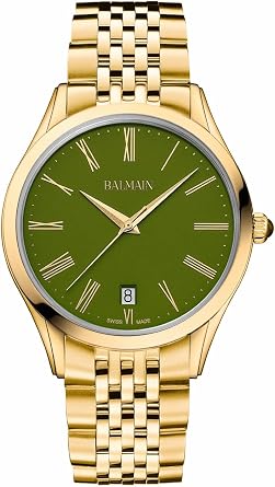 Balmain, Gent, Classic R, Yellow PVD, Swiss Made, Quartz, Kaki, Stainless Steel 316L, B41003171U
