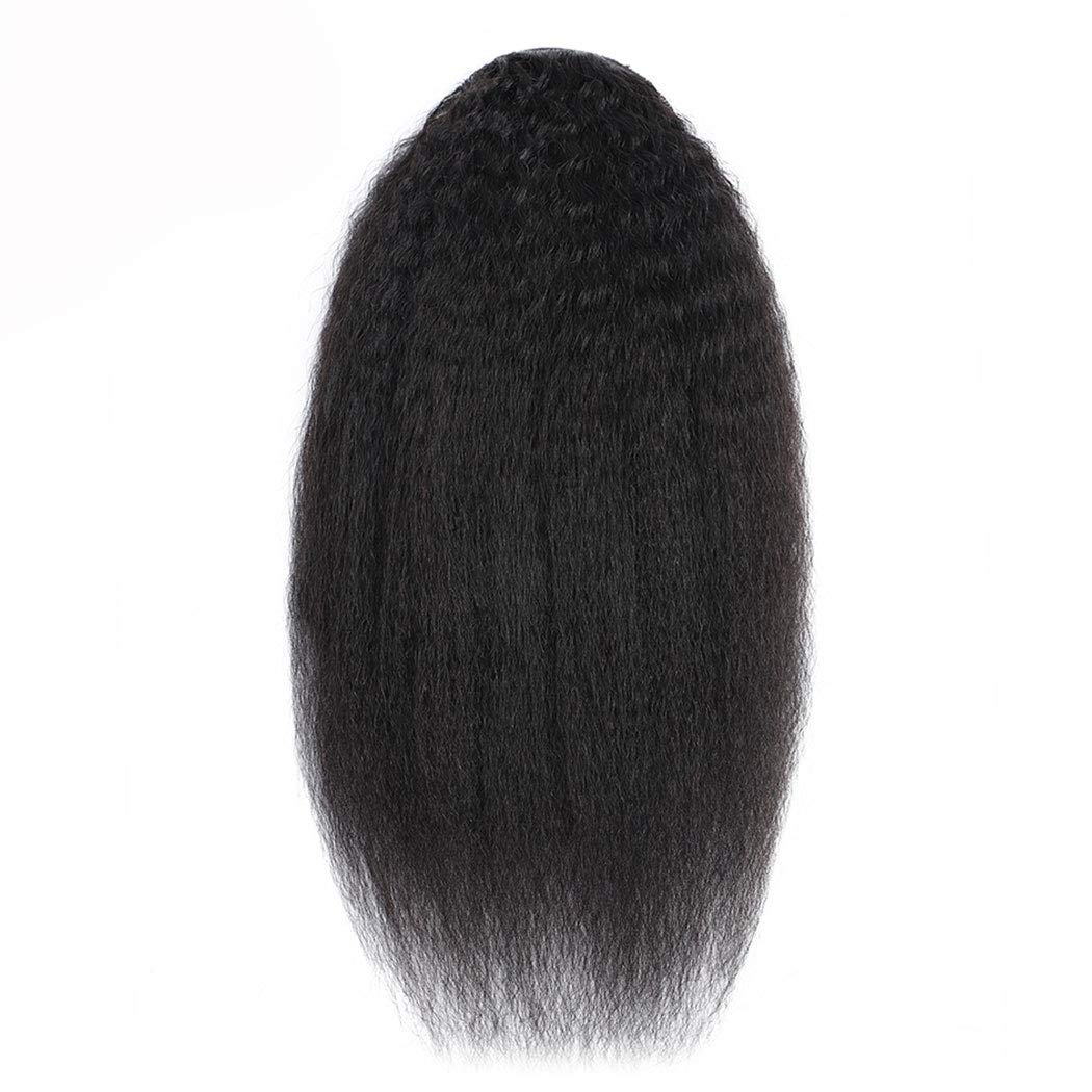 Annora Afro Kinky Straight Ponytail Human Hair Extension for Black Women Human Hair Ponytail Extension Natural Black Color Brazilian Virgin Human Hair Drawstring Ponytail (16 Inches)