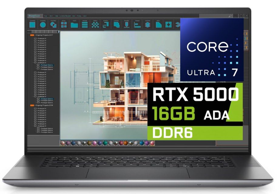 Image of Dell Precision 5690 Mobile Workstation 16 inch OLED Touch Laptop, Intel Core Ultra 7-165H, 32GB RAM, 2TB NVMe SSD, NVIDIA RTX ADA 5000 16GB, HDMI, USB-C, Wi-Fi 7, Windows 11 Pro, AI Copilot, Gray