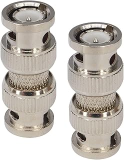 BNC Male to Male Coupler Connector M/M BNC Male Plug to Male Plug Adaptor Silver Coupler Connector BNC Male Coax Connector for CCTV RG59 Cable Security System Video Camera Pack of 2