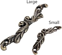 Vista 5 de dophee 10 tiradores decorativos de latón antiguo para mini joyero, cajón, armario, decoración de pecho, forma de arco de 1.77 x 0.39 pulgadas