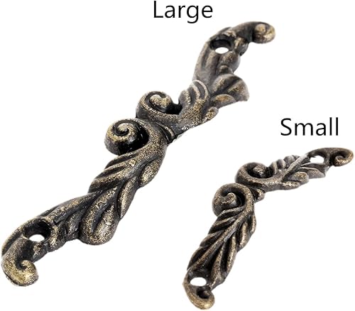 Miniatura 5 de dophee 10 tiradores decorativos de latón antiguo para mini joyero, cajón, armario, decoración de pecho, forma de arco de 1.77 x 0.39 pulgadas,