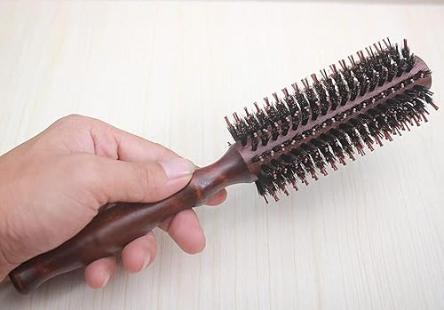 Miniatura 5 de Juego de cepillos premium 3 en 1 para mujeres y hombres: cepillo de pelo redondo de cerdas de jabalí natural, cepillo de peinado de alfiler, peine