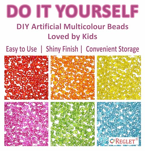 Image of 900 Pcs Rainbow Crystal Beads for Jewellery Making Kit, Embroidery, Bead Craft, Multicolour DIY Beads for Bracelet Making Kit, Beading, Beadwork, Crafting - 8mm, 180g, Pearls for Craft
