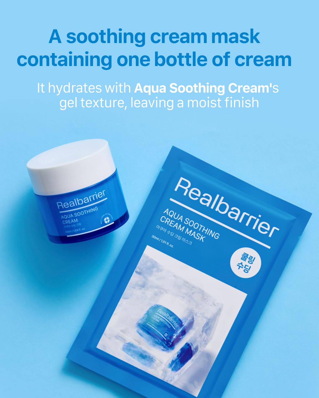 Real Barrier Aqua Masque visage en gel apaisant pour peau grasse déshydratée sensible, 10Ea, masque coréen en gaze de coton avec 8 acides hyaluroniques, rafraîchissant, apaisant,