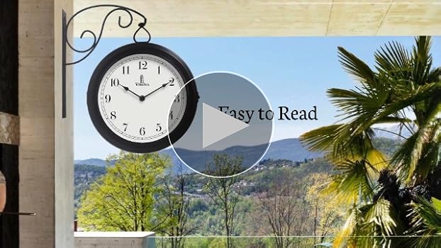 Double Sided Wall Clock Garden Porch Hanging Retro Station Home Decor Outdoor Two Faces Antique Round Silent Easy To Hang