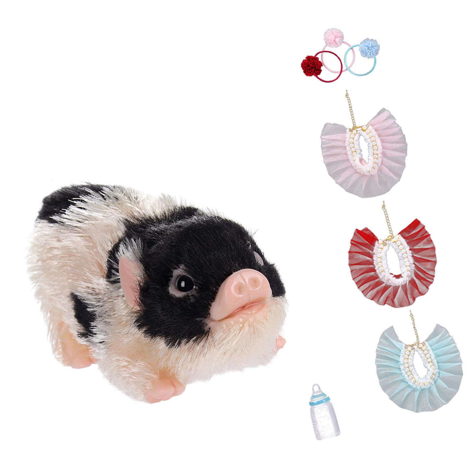 Interaktives Piggy Squeeze Tierfigur Reborns Spielzeug mit Spitzenkleid Rollenspiel für Vorschulkinder Geschichtenerzählaktivität Kleinkind Lernspielzeug