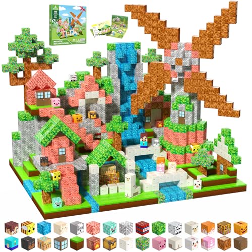 Magnetic Blocks, Magnetic Tiles Building Blocks, Magnet Cubes STEM Sensory Game Toys Christmas Birthday Gifts for Kids Boys Girls Age 3+ (Forest H)