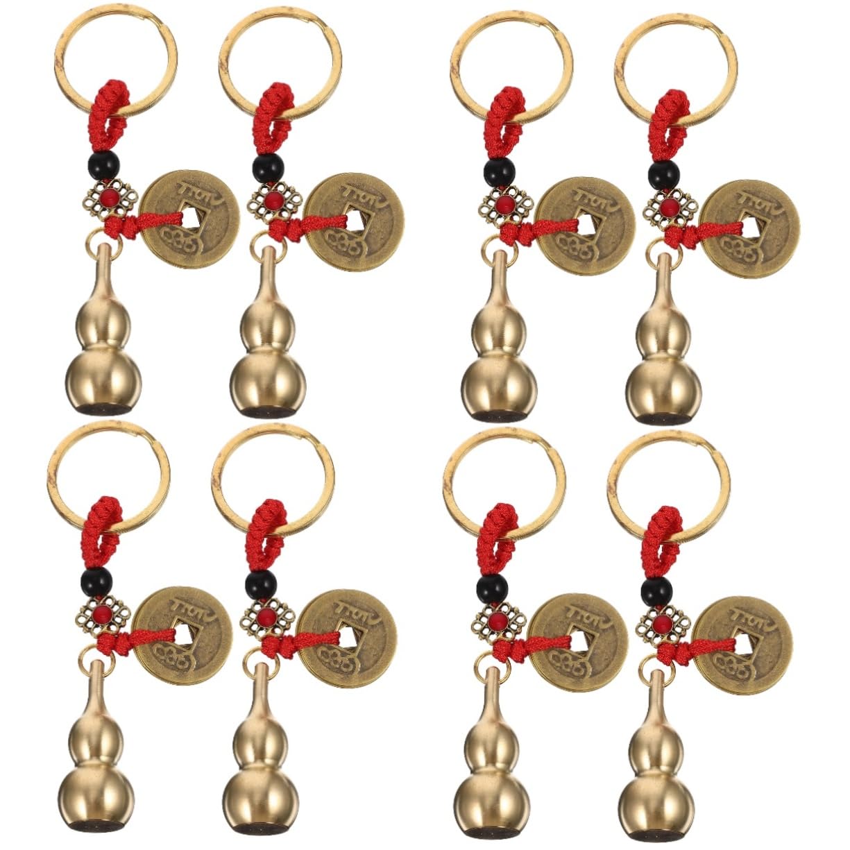 SDFsdfdS 8pcs keychain novelty keychains chinese lucky coins gourd