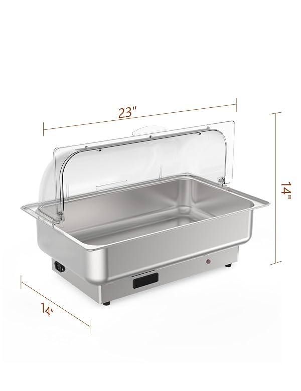 Rectangular Chafing Dish Electric Buffet Set,9QT Stainless Steel Food Servers and Warmers with Temperature Control for Catering, Wedding and Parties by MilleLoom - Image 3