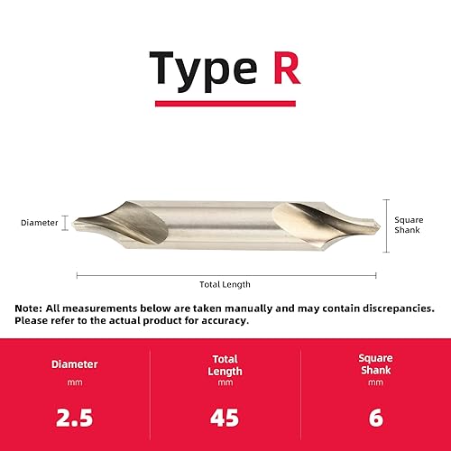 Miniatura 2 de 10PCS R2.5 Centre Drill, HSS 60-Degree Angle Centre Drill bit, Suitable for Lathe Metalworking Countersink Drill Tools DRINYOUNG (Type R, R2.5 10pcs)