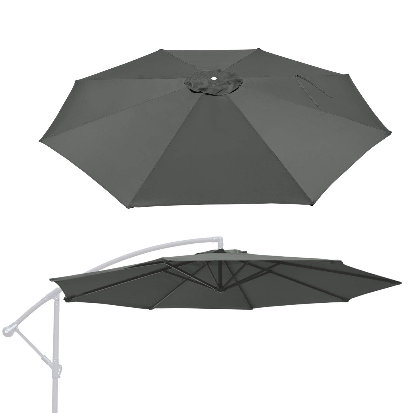 BenefitUSA Replacement Umbrella Canopy for 10ft 8 ribs cantilever hang patio umbrella (Canopy Only) (Grey)
