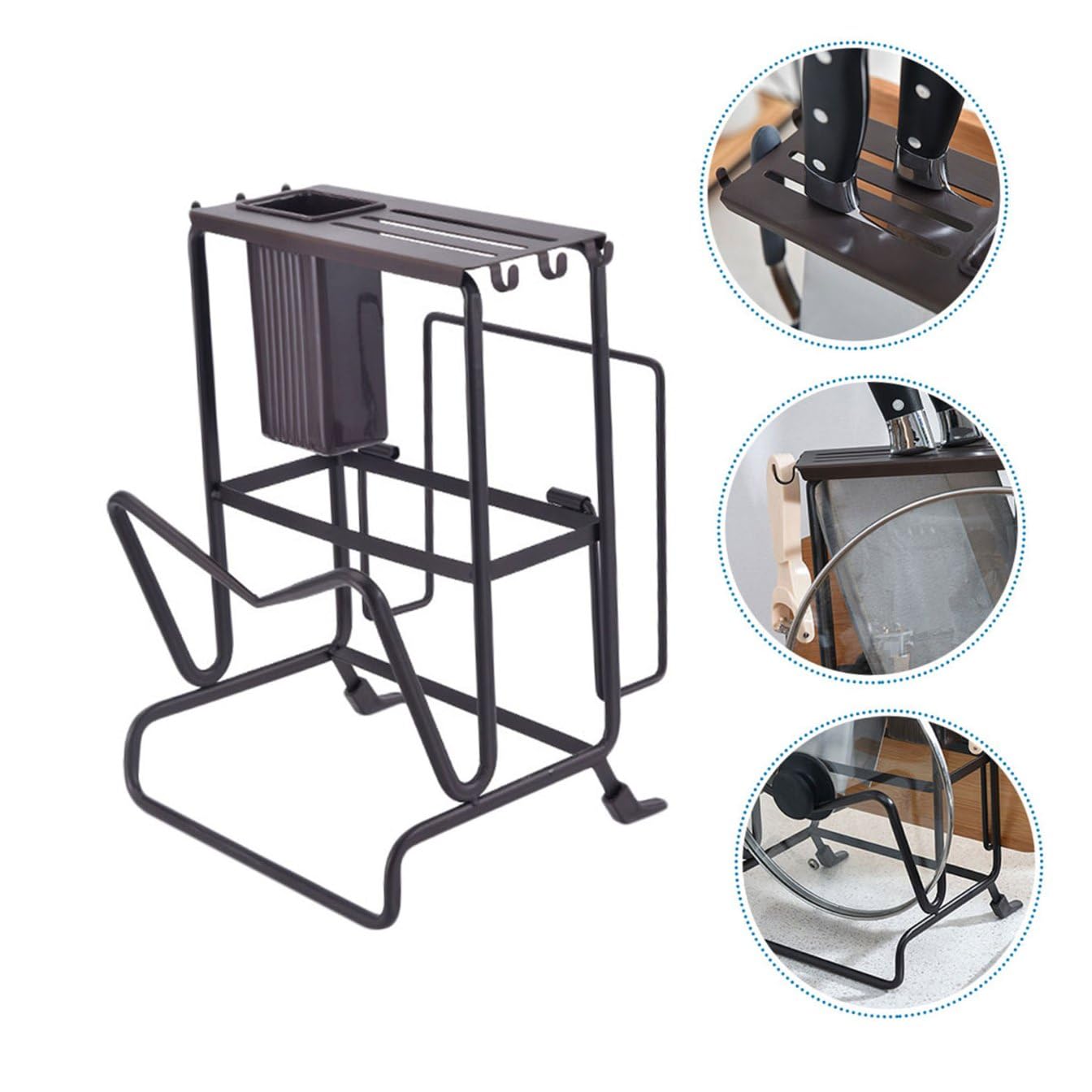 Support de Rangement Cuisine Multifonction pour Baguettes et Couteaux Noir