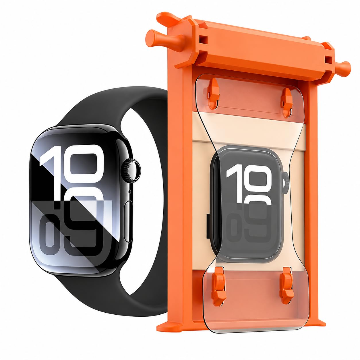 SAHARA – Pellicola salvaschermo in vetro temperato termoformato ZeroDamage 3D per Apple Watch SE 1/2/3, serie 4/5/6 (44 mm), copertura completa, durezza 9H, applicatore senza bolle