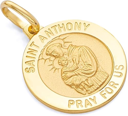 The World Jewelry Center Colgante de oro amarillo real de 14 quilates con medalla religiosa de San Antonio Oro amarillo The World Jewelry Center Colgante de oro amarillo real de 14 quilates con medalla religiosa de San Antonio Oro amarillo