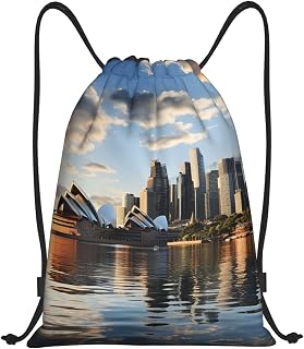City Sydney Drawstring Backpack Gym Cinch Tote Waterproof Swimming Bag Yoga String Bags for Travel Beach Small