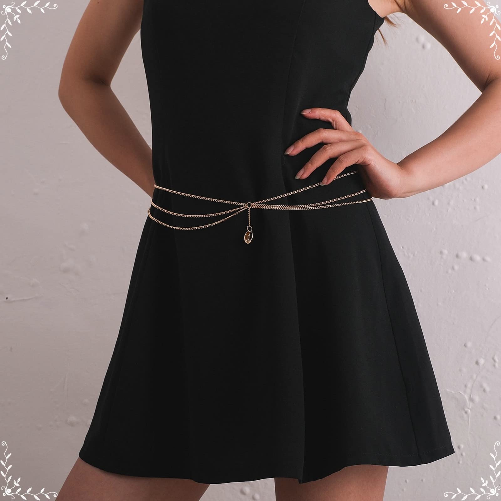 Conchiglie a Catena del Ventre, Cintura a Vita Alta da Donna Multistrato Placcato Argento con Ciondolo a Conchiglia cordolo Catena in Vita Accessori per Gioielli per Il Corpo (Oro a)