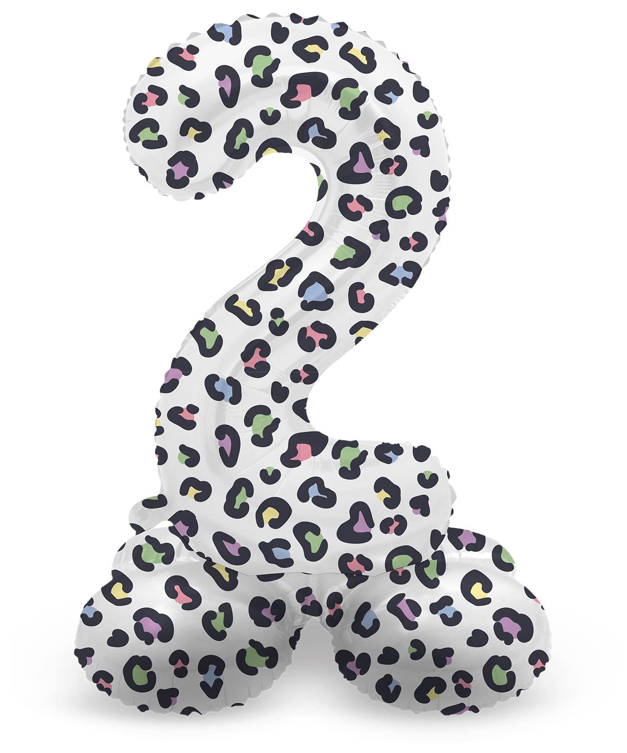 Folat 63932 Birthday Balloon Standing Number 2 Bright Panther White 72 cm Decoration Birthday Decoration Balloon Number No Helium Required Colourful