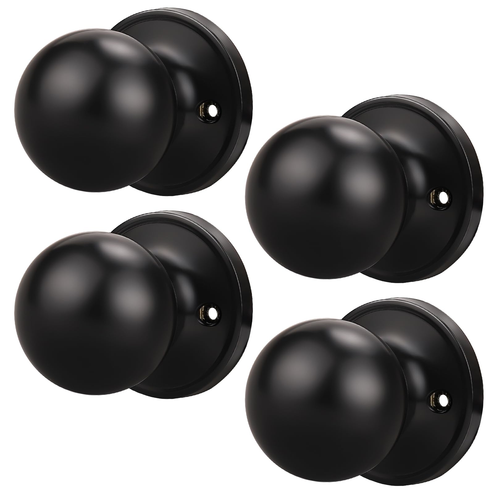 Matte Black Dummy Door Knobs, Interior Single Sided Door Knob for Closet and Hallway Doors, Keyless Non-Turning Door Knob Door Handle, 4 Pack