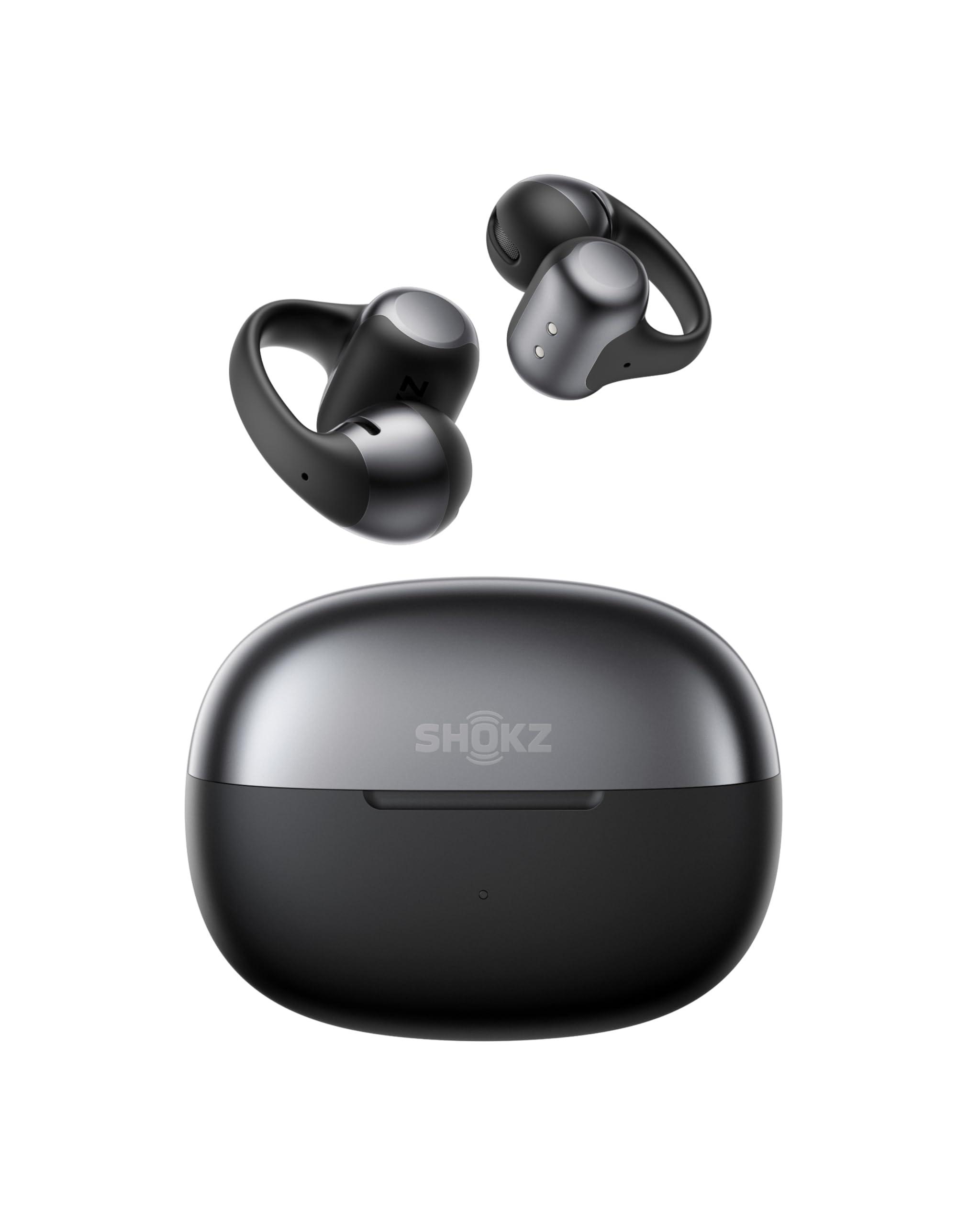 SHOKZ OpenDots ONE Open Ear Headphones, Premium Dolby Audio 6.5g Clip On Earbuds 40 hrs Playtime, Bluetooth 5.4, Wireless Earphones with Mic, Fast Charging, IP54, with Cleaning Cloth, Commuting- Black