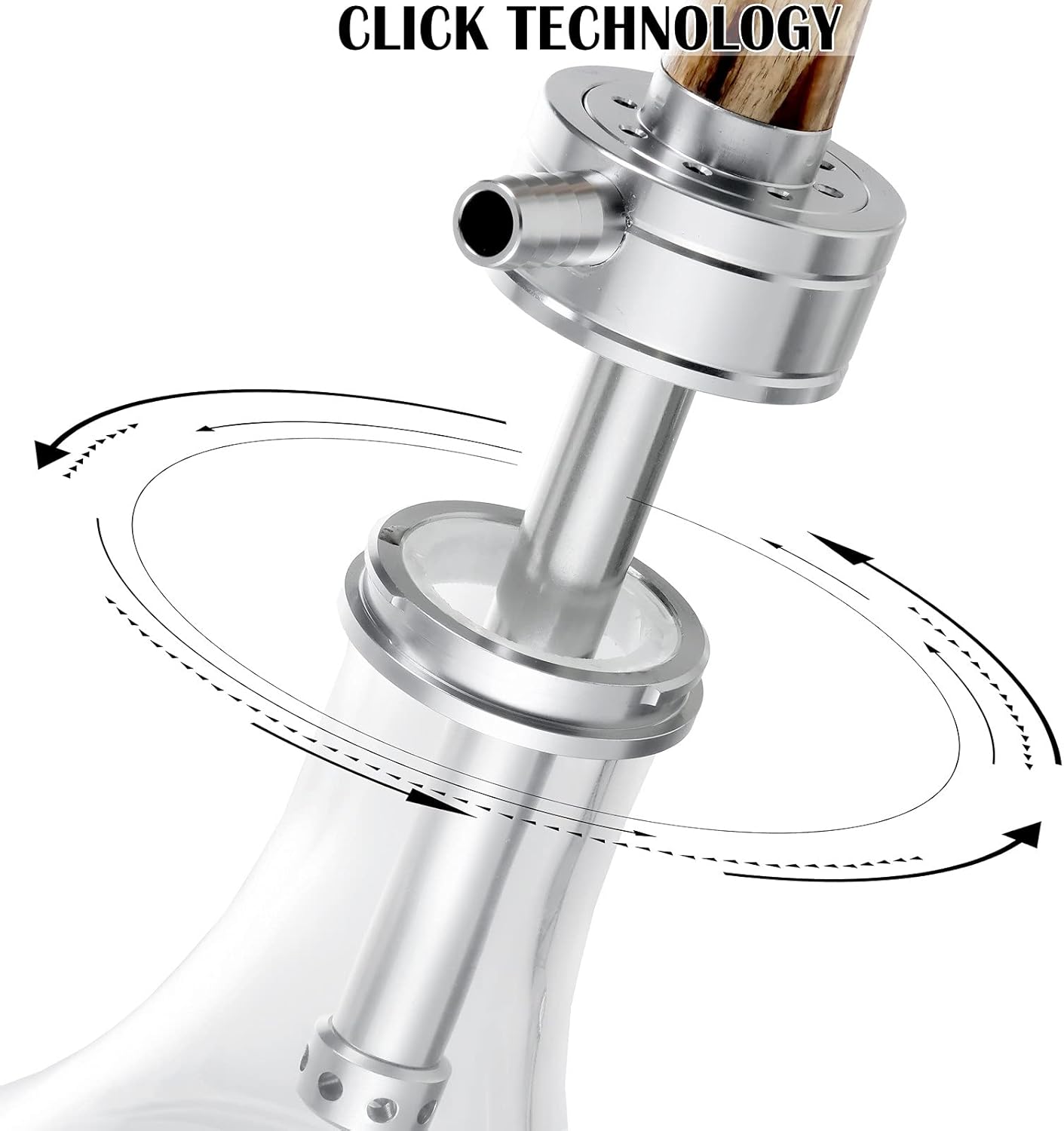 Hookah Set with Silicone Hose Bowl Tongs Mouth Tips Everything Accessories, Wood Shisha Complete Set Small Glass Aluminum Hookahs Portable Hooka Pink
