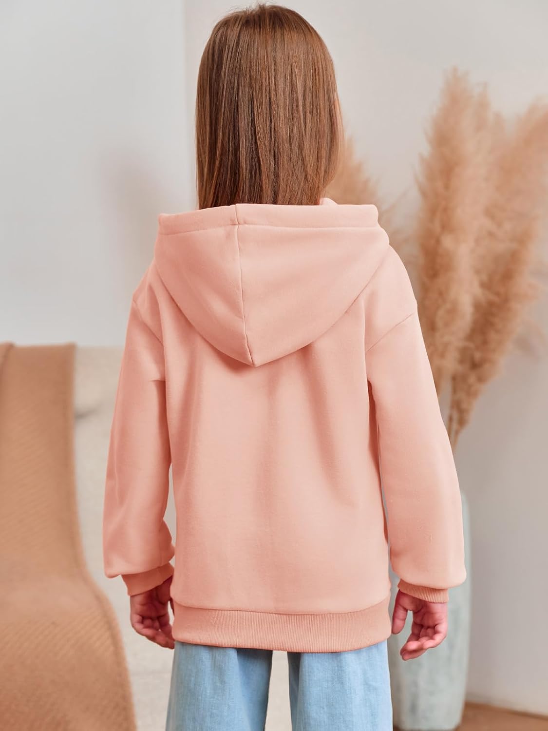 Meikulo Girls Zip Up Hoodie Kids Fashion Oversized Long Sleeve Sweatshirt Jacket with Pockets 7-14 Years