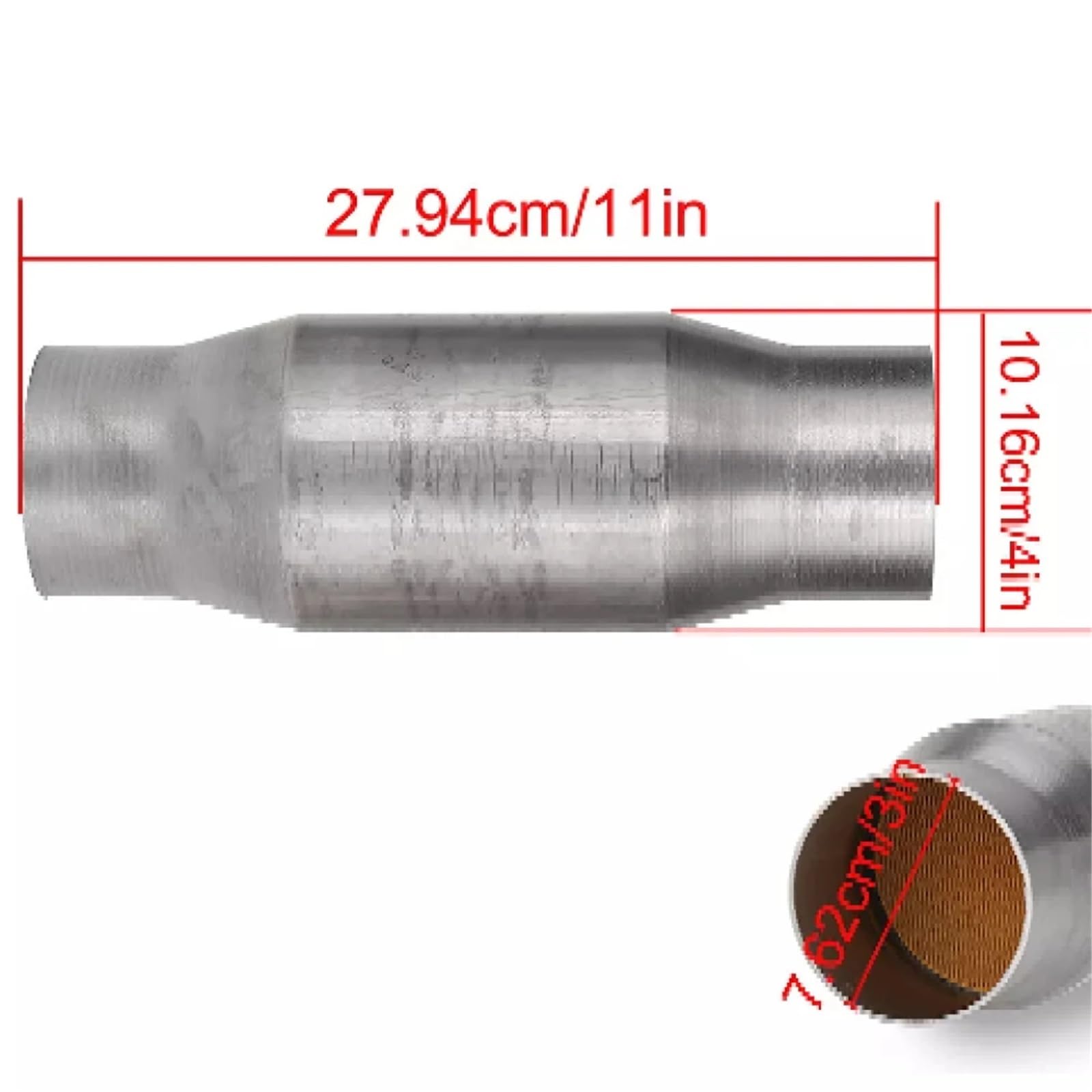 Uniwersalny katalizator z wlotem/wylotem 2" /2,25"/2,5"/3" Uniwersalny katalizator samochodowy, czysty sportowy układ wydechowy, 400 ogniw, Euro 1, stal nierdzewna Katalizator spalin | 2.25 inch 400 Cells