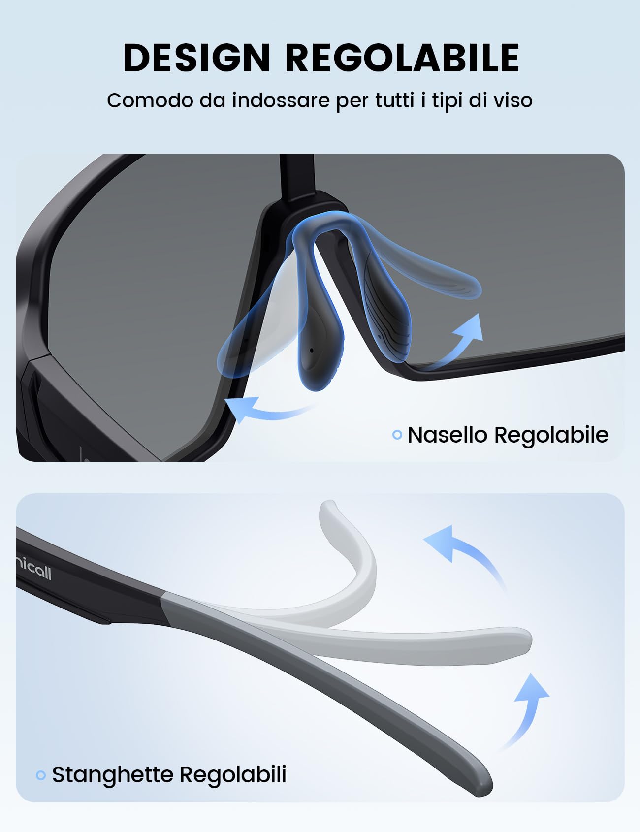 Lamicall Occhiali da Sole Ciclismo Polarizzati, [29g Ultraleggero] TR90-Telaio Infrangibile, Anti-UV400, Naselli & Aste Regolabili, Occhiali da Sole Sportivi per Uomo e Donna, per Ciclismo/Corsa