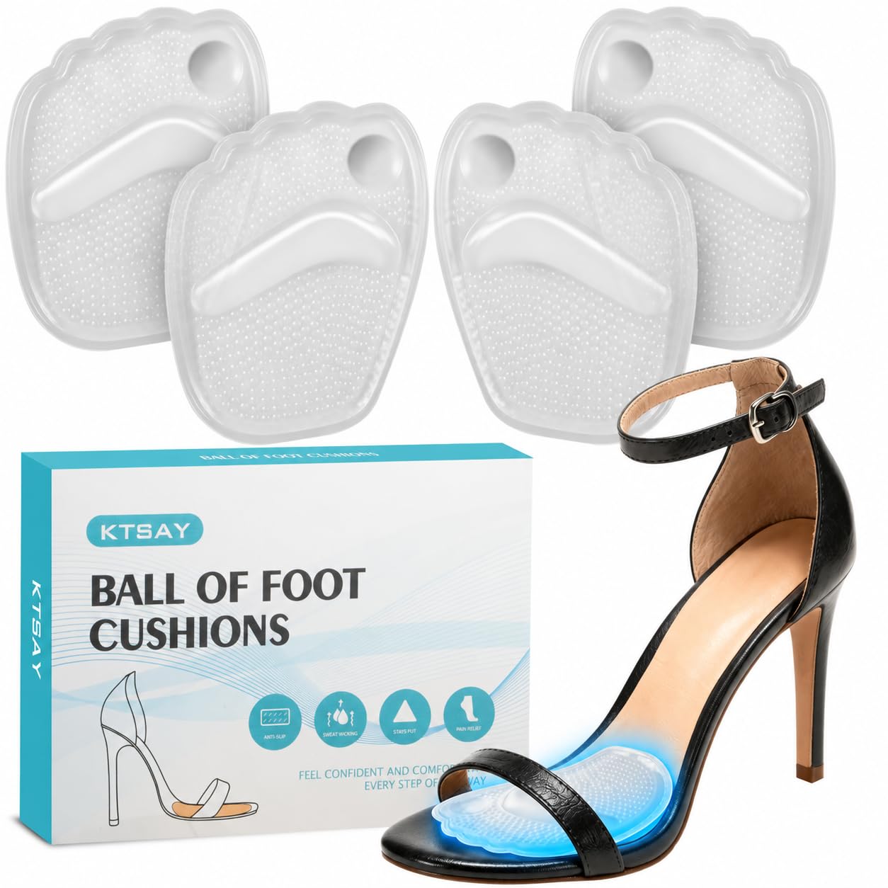 Photo 1 of KTSAY Ball of Foot Cushions, 2 Pair, Clear