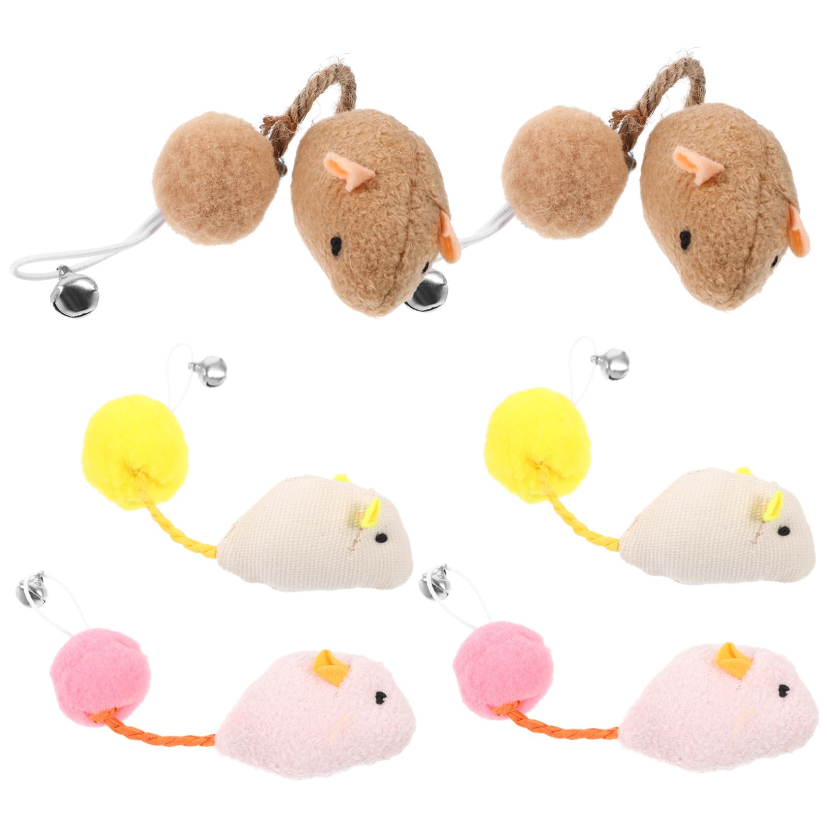 Lot De 6 Jouets Interactifs pour Chat Souris avec Clochette Réutilisables Robustes pour Gratter Mordre