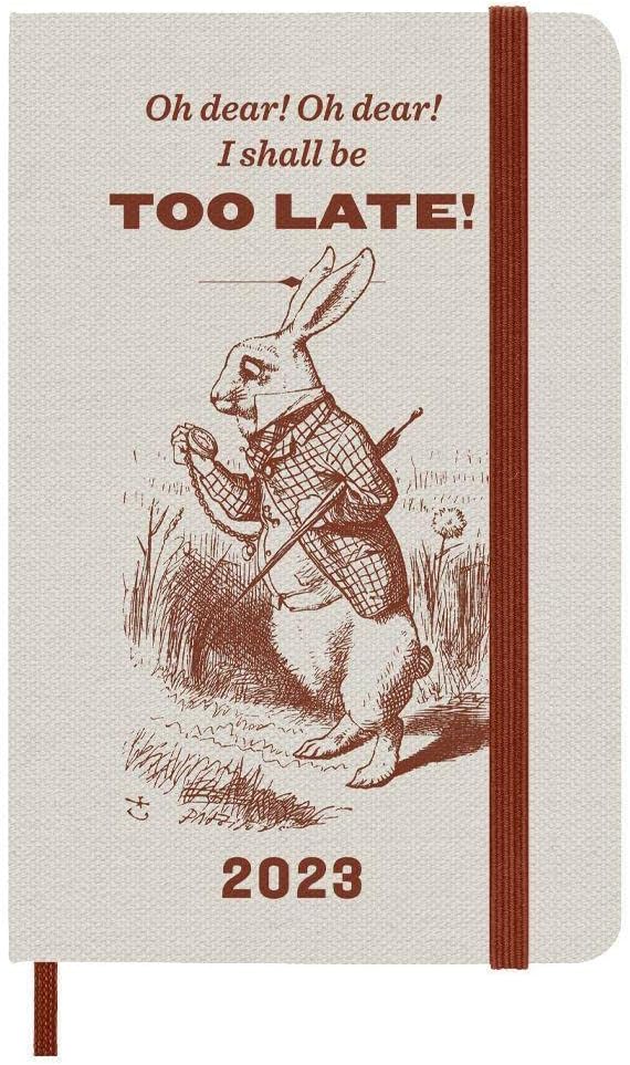 Moleskine Weekly Planner 2023, 12-Month Diary, Limited Edition Alice In Wonderland, Weekly Planner with Hard Cover and Elastic Closure, Pocket Size 9 x 14 cm, Colour Orange