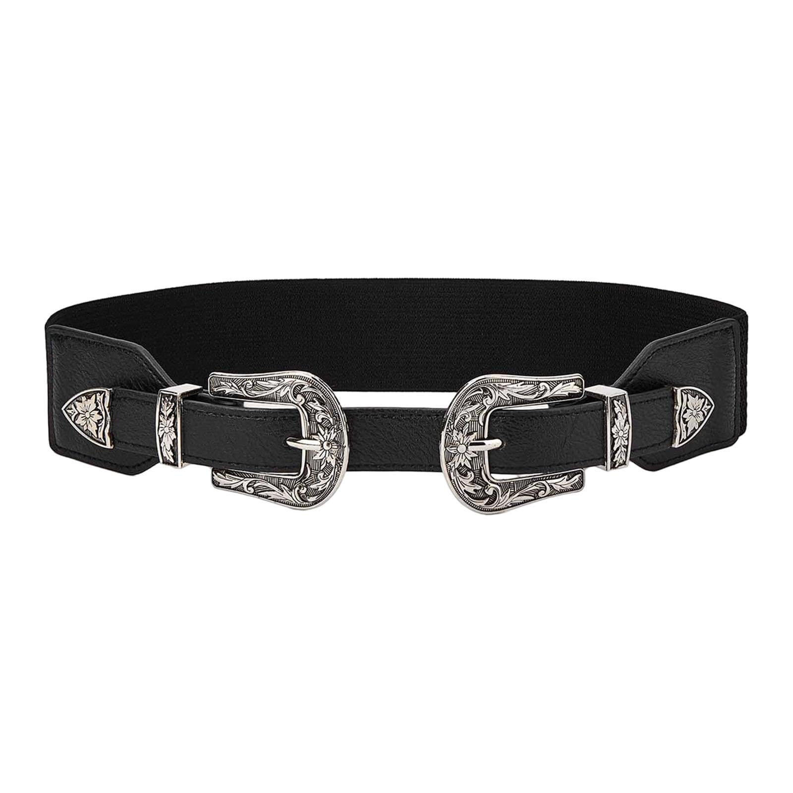 Stretch Waistband Wide Cinch Belt Trimmer Daily Use Women Elastic Waist Belt Silver-image-36