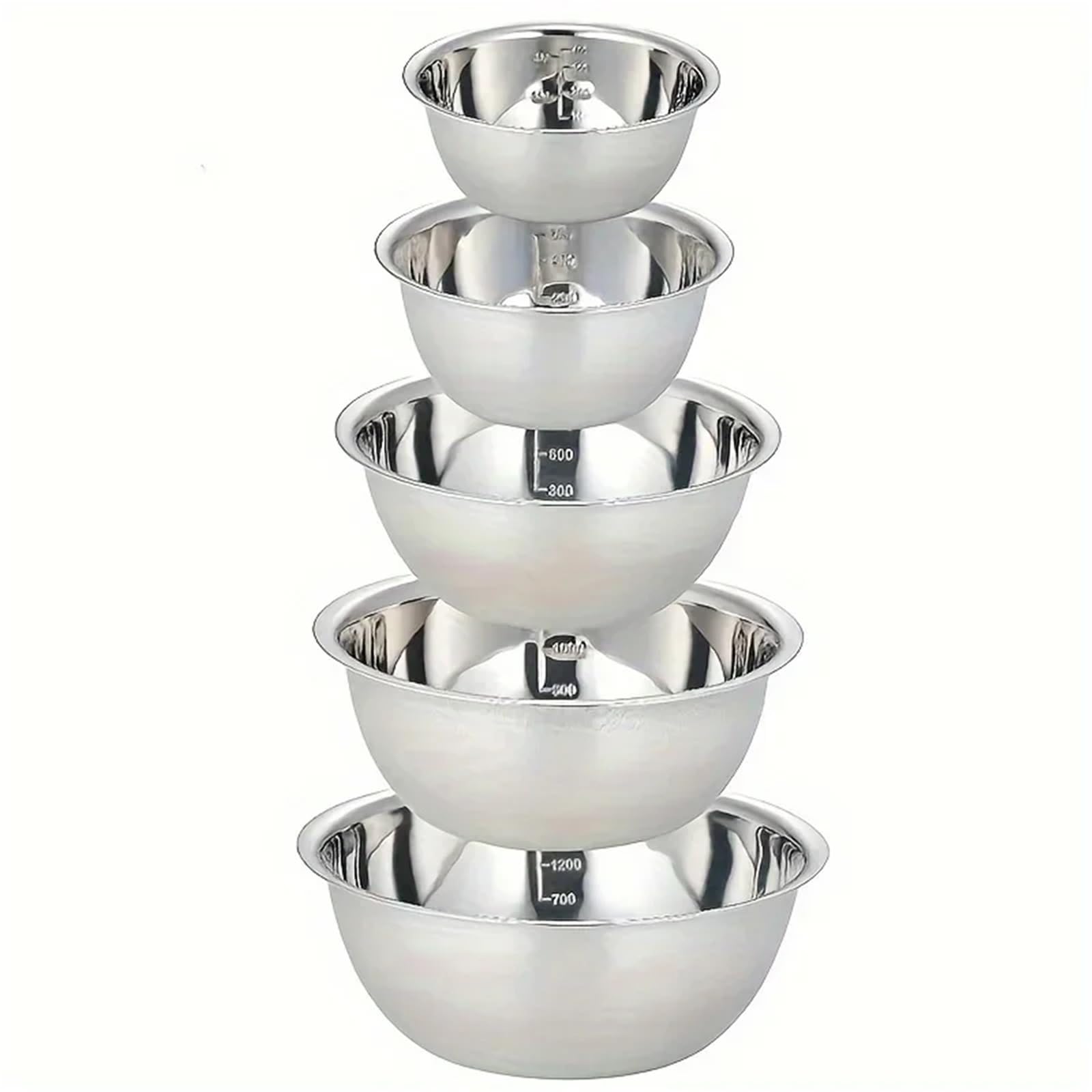 Edelstahlschüssel 5-teilige Rührschüssel aus Edelstahl, Kochschüssel, perfekt for Kochen, Backen, Vorbereiten, in der Küche zu Hause