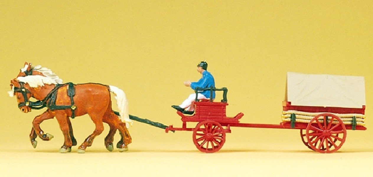 1900 Era Horse Drawn Coal Wagon w/Rider HO Preiser Models