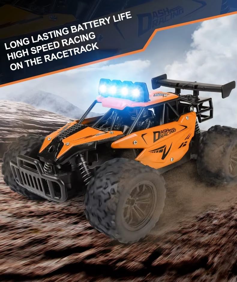 Image of RC Monster Truck for Kids 4-8 Years | 1:16 Scale 2.4GHz RC Car for Kidult | High-Speed 20KM /H RC Off Road Buggy with Alloy Body, LED Headlights | Racing Car Toy Birthday Gift for Boys, Men(1:16)
