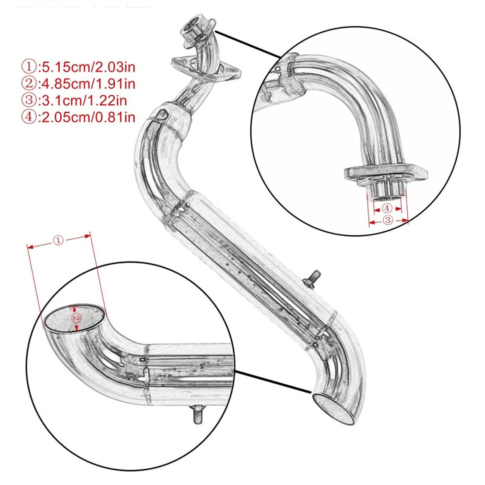 Motorrad Auspuff Schalldämpfer Für Yamaha Virago XV125 XV 125 XV250 Vollständige Auspuffanlage Drag Pipes Schalldämpfer XV 125 250 (Color : Chrome)