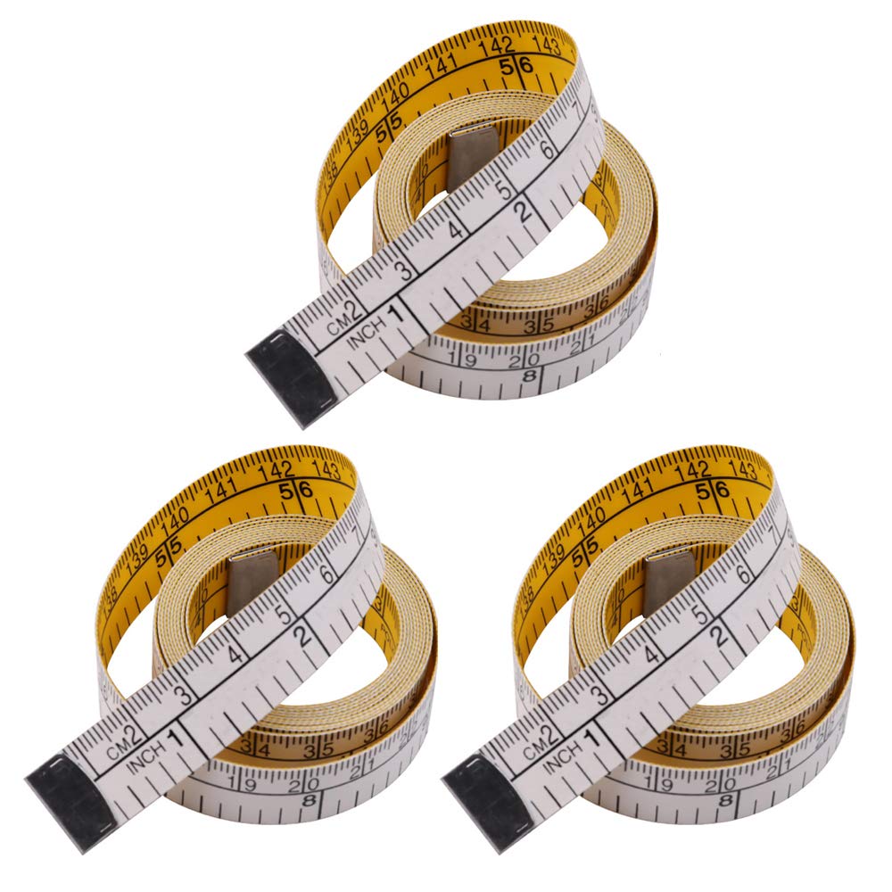 2 Sided Tape Measure 152cm 60 Inch Metric Measuring Tool for Measuring Body, Tailor Sewing (Yellow & White, Pack of 3)