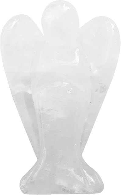Lovionus89 Natural White Quartz Guardian Angel Statue, 5cm Hand Carved Stone Healing Crystal Bag Figurine Decoration