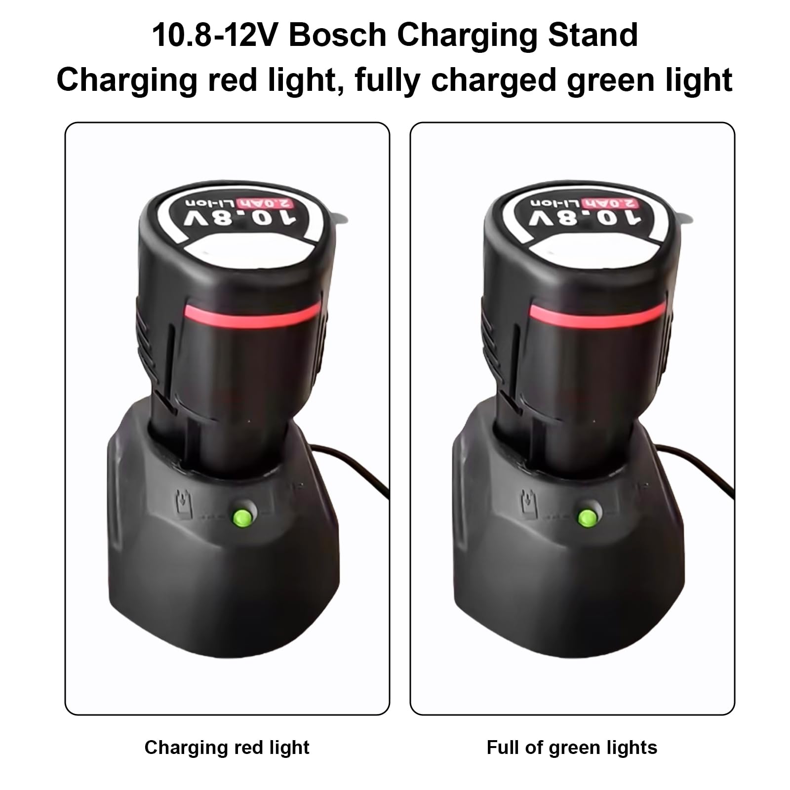 Caricatore Rapido 12V Per Batterie Bosch - Compatibile Con BAT411, BAT412, BAT413, Spina Europea, LED Indicatore