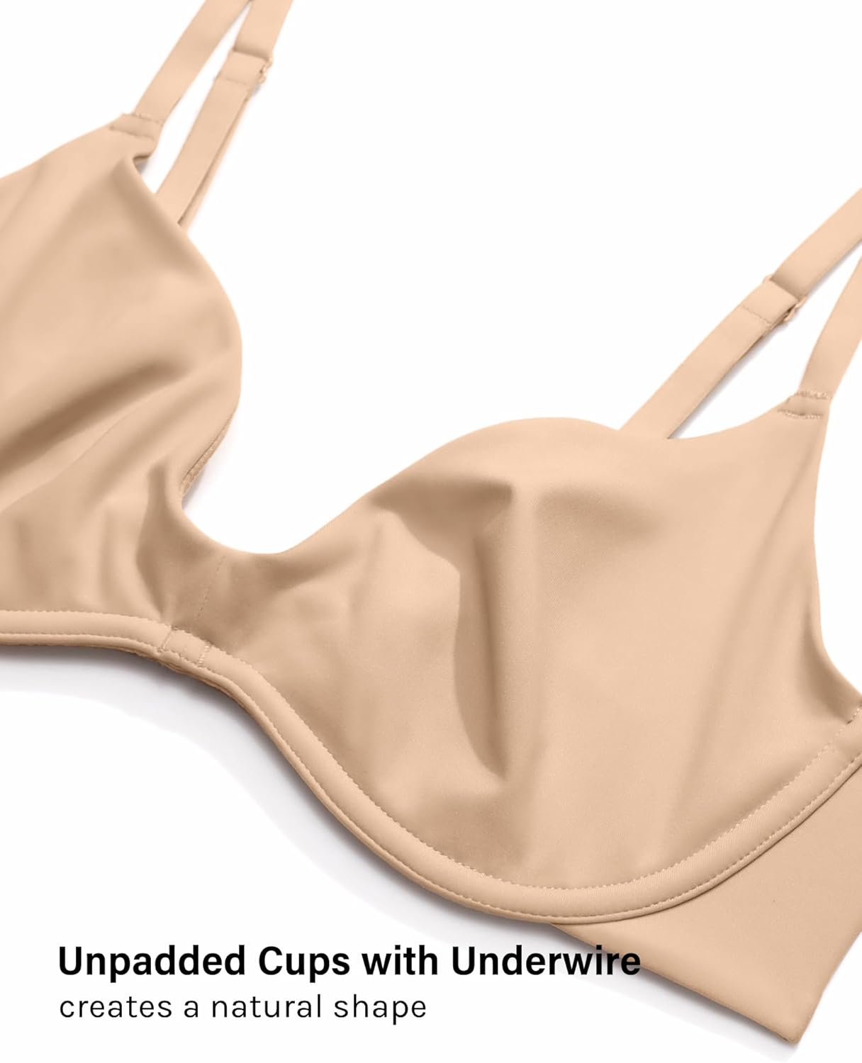 INLYRIC Women's Inbarely Plus Plunge Bra - Unlined Underwire Sexy Demi Balconette Bras - Image 3