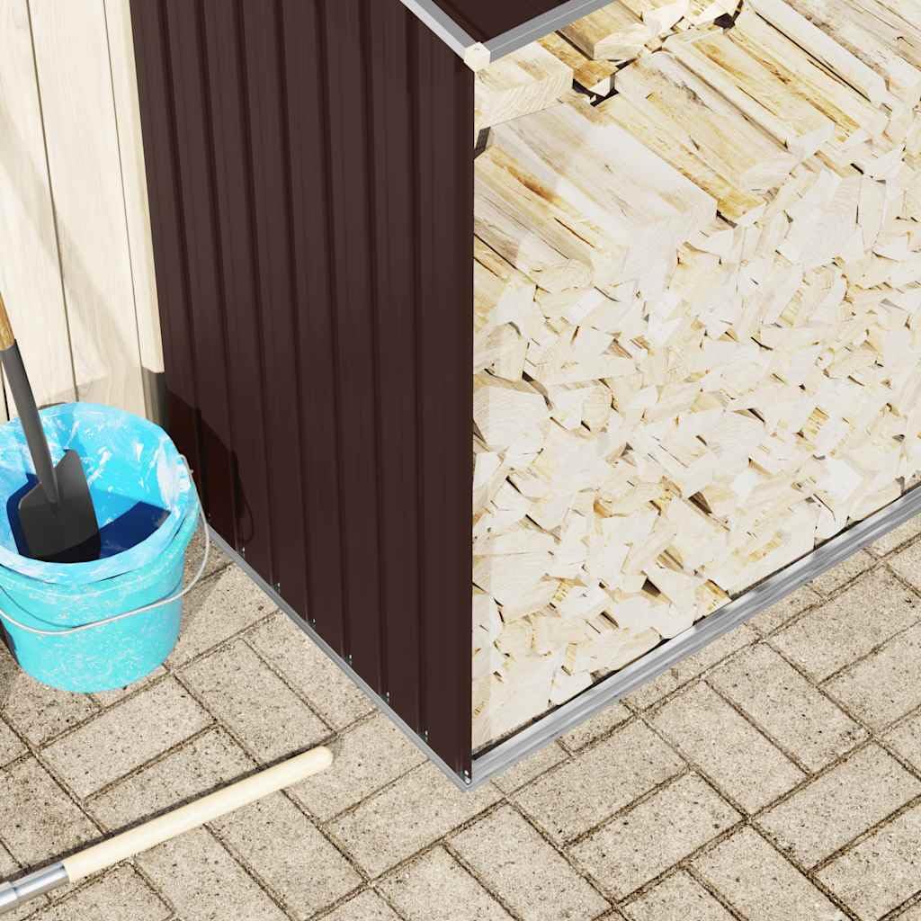 Brennholzlager aus verzinktem Stahl 330x84x152 cm braun Holzlager Kaminholzregal robust wetterfest kompakt für Garten Wohnzimmer Kamin Ofen