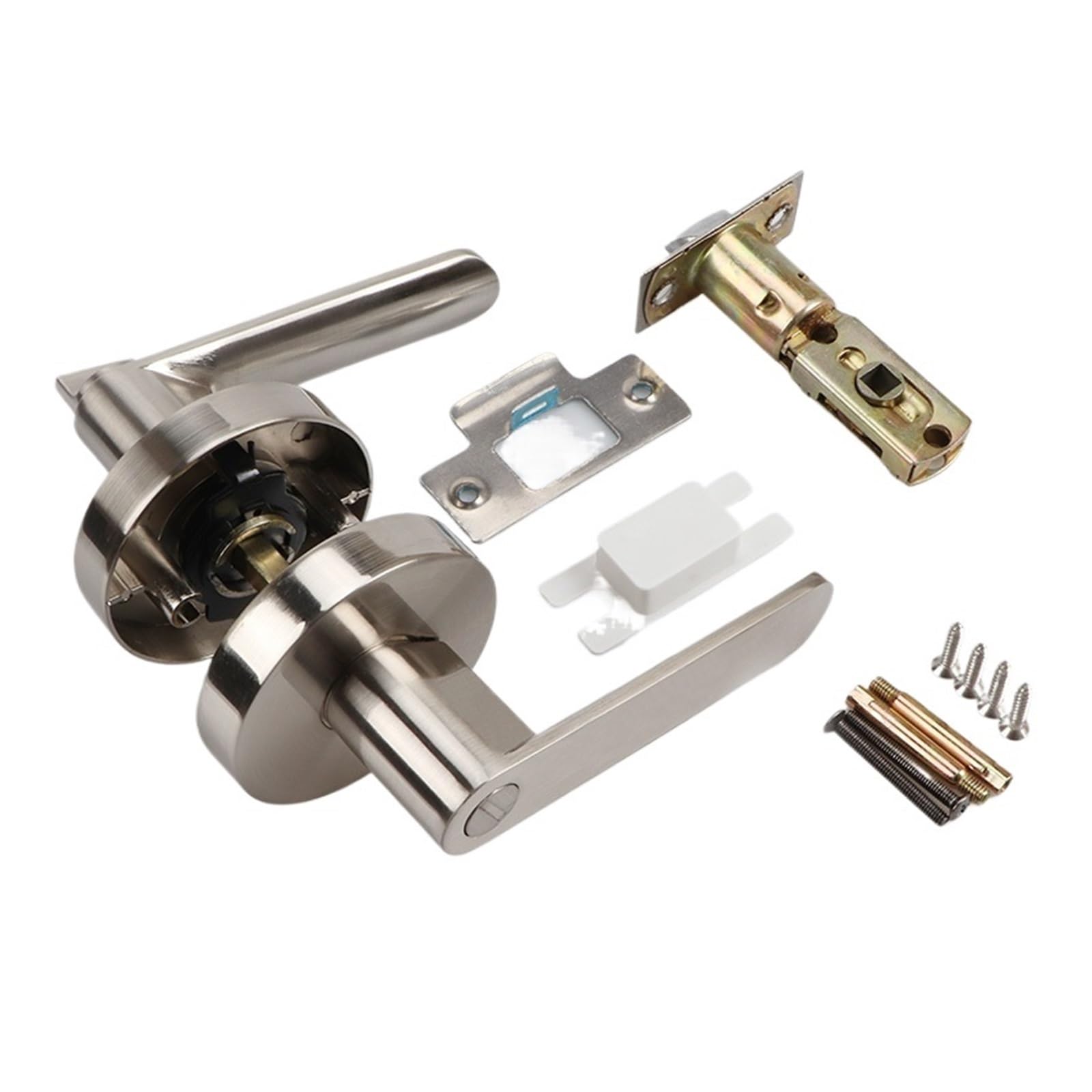 Negro Mate Pestillo Simple Cerradura de Bola Baño Tipo | Baño Pestillo Simple Tipo Negro Mate(Brushed silver without key)