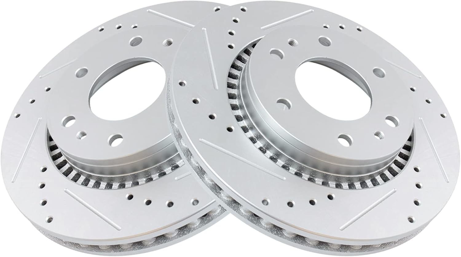 TRQ Front Brake Rotor Set G Coated Vented Drilled Slotted Compatible with 2006-2007 Buick Rainier 2006-2009 Chevrolet Trailblazer 2006-2009 GMC Envoy 2006-2008 Isuzu Ascender