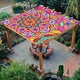 Surwin Sonnensegel Rechteckig Sonnenschutz Markise mit Seil, Retro Style Sonnensegel Wasserdicht UV Schutz 95% ohne Bohren Outdoor Balkon Sonnenschutz für Garten (Bunte Blumen,200x240cm)
