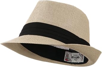 Kids Paper Straw Black Band Fedora - Red OSFM