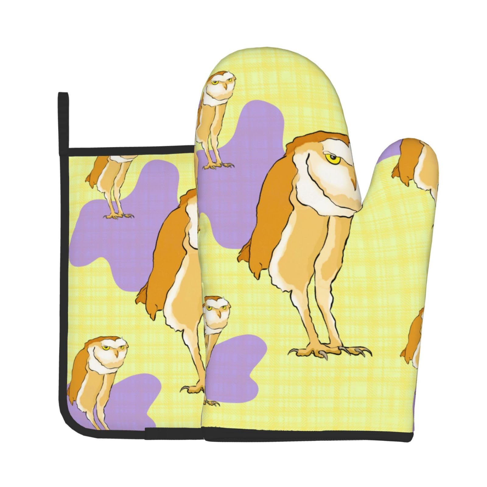 Oven Mitts and Potholders Set of 2 for Kitchen Baking Cooking GrayStanding Owl Thick and Durable